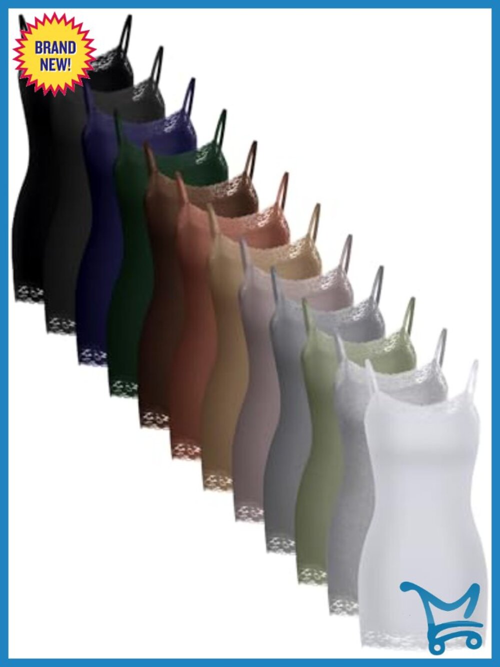 Women Long Camisoles Lace Tank Top V Neck Slim Fit Adjustable Straps
